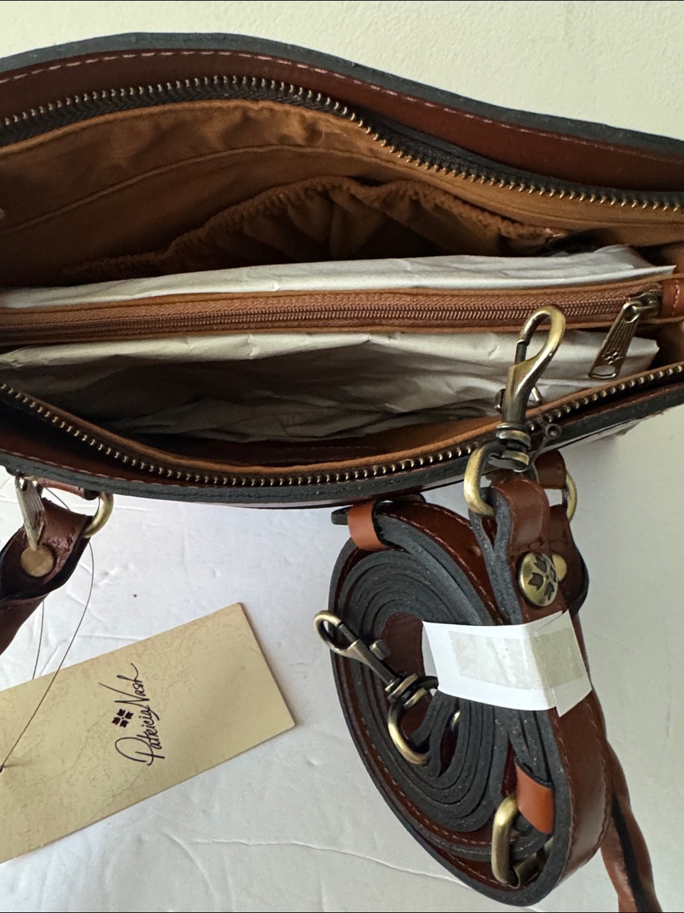 Patricia Nash Calvi French Hydrangea Italian Leather Floral Satchel Handbag - Picture 11 of 16
